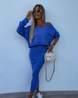 Senna | Set met Cold-Shoulder top & Midi-Rok