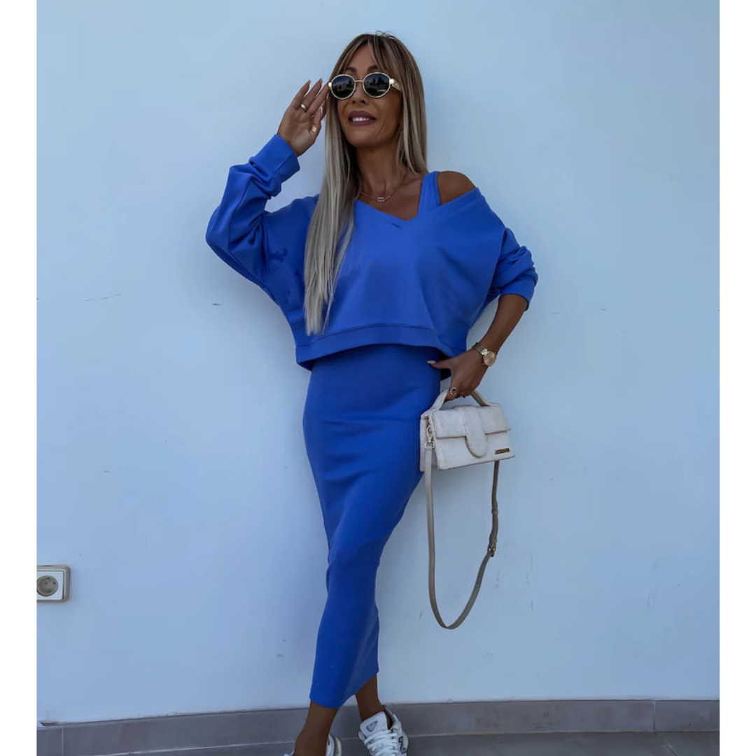 Senna | Set met Cold-Shoulder top &amp; Midi-Rok