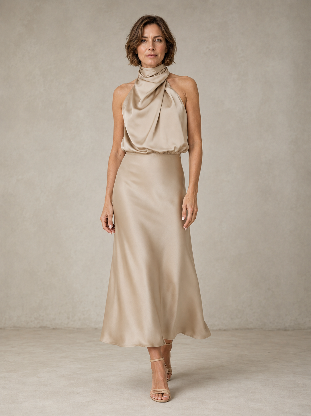 Harper | Halter Satijnen Avondjurk