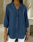 Adel | Blouse met V-hals en rafels