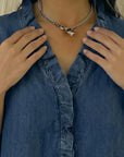 Adel | Blouse met V-hals en rafels