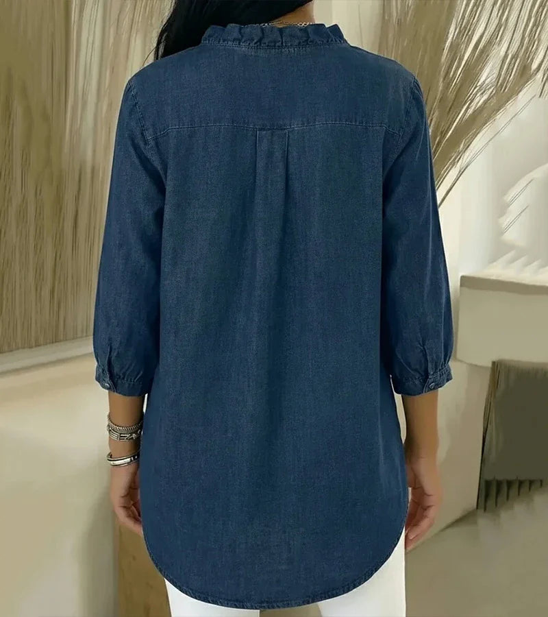 Adel | Blouse met V-hals en rafels