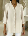 Adel | Blouse met V-hals en rafels