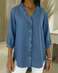 Adel | Blouse met V-hals en rafels