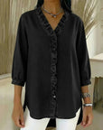 Adel | Blouse met V-hals en rafels