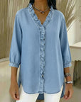 Adel | Blouse met V-hals en rafels