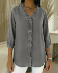 Adel | Blouse met V-hals en rafels