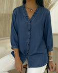Adel | Blouse met V-hals en rafels
