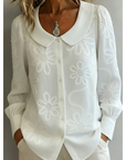 Claudine | Elegante Blouse met Geborduurde Kraag