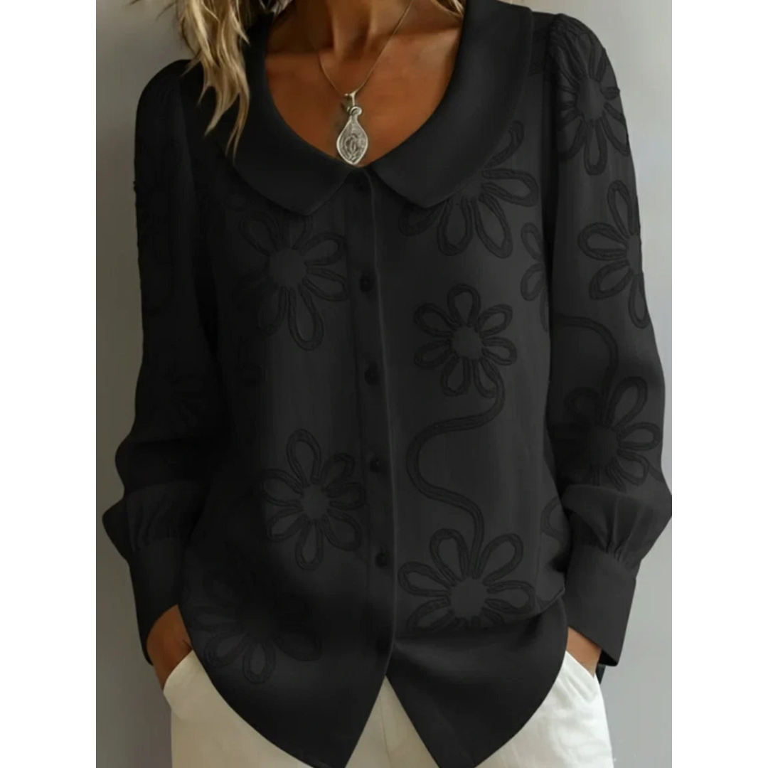 Claudine | Elegante Blouse met Geborduurde Kraag