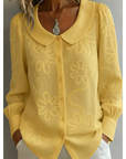 Claudine | Elegante Blouse met Geborduurde Kraag