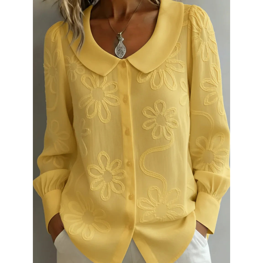 Claudine | Elegante Blouse met Geborduurde Kraag