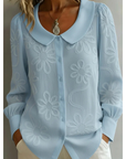 Claudine | Elegante Blouse met Geborduurde Kraag