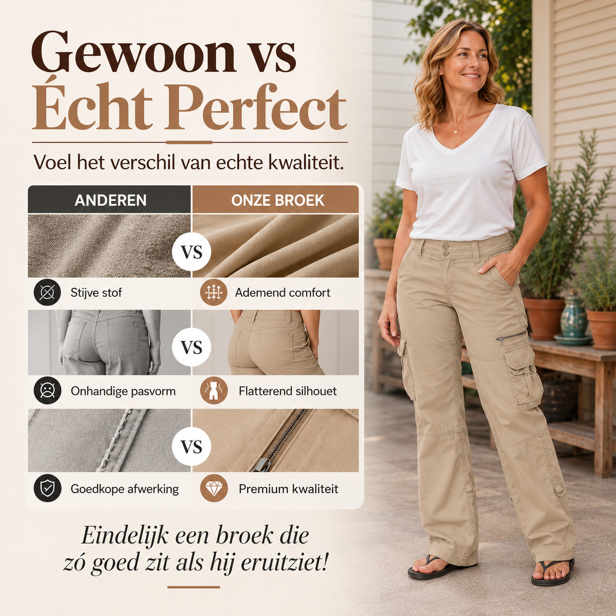 Luisa | Dames Vintage Wijde Cargobroek