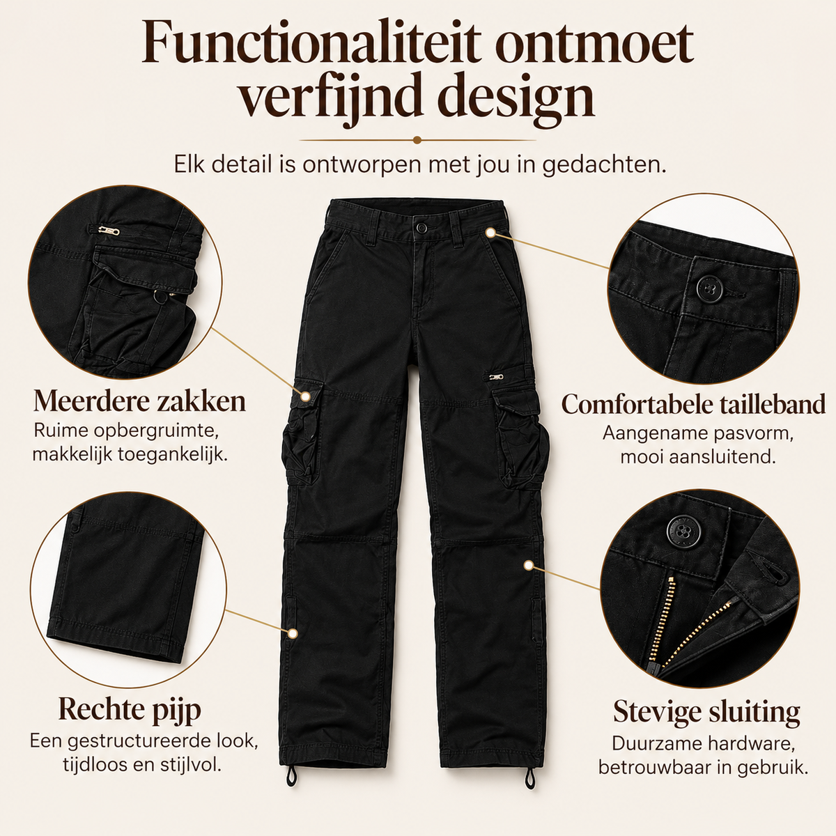 Luisa | Dames Vintage Wijde Cargobroek