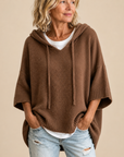 Poncho van Gebreid Materiaal met Capuchon in Bruin