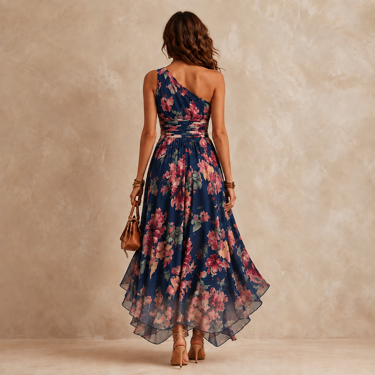 Celeste | Een-Schouder Bloemen Maxi