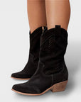 Nala | Cowboylaarzen met Geperforeerd Patroon en Blokhak