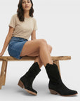 Nala | Cowboylaarzen met Geperforeerd Patroon en Blokhak