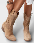 Nala | Cowboylaarzen met Geperforeerd Patroon en Blokhak