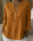 Lucía | T-shirt Henley met Gewafelde Textuur en Knopen