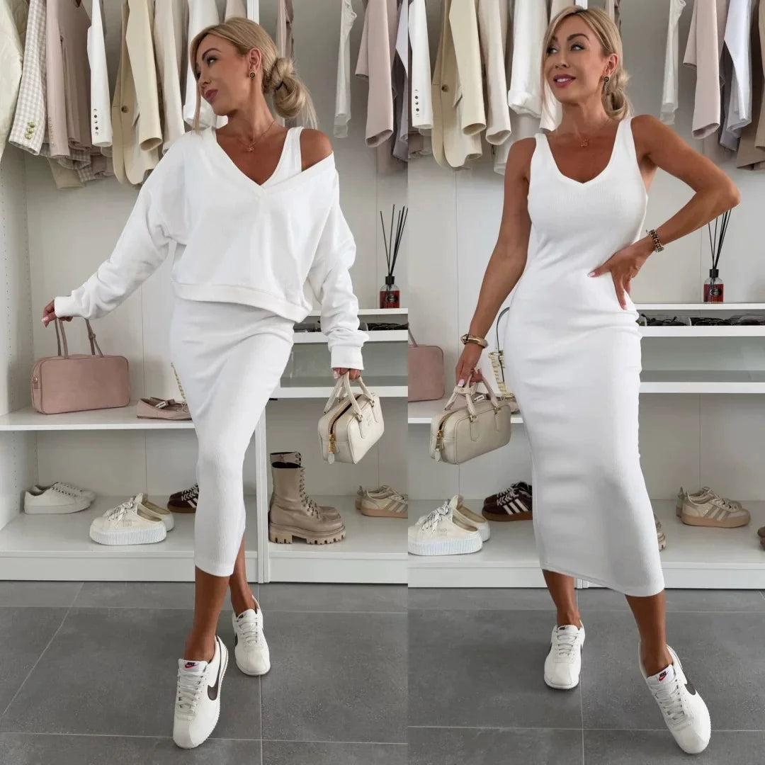 Senna | Set met Cold-Shoulder top &amp; Midi-Rok