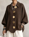 Victoire | Oversized cardigan met grote gouden knopen