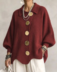 Victoire | Oversized cardigan met grote gouden knopen