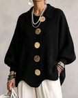 Victoire | Oversized cardigan met grote gouden knopen
