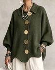 Victoire | Oversized cardigan met grote gouden knopen