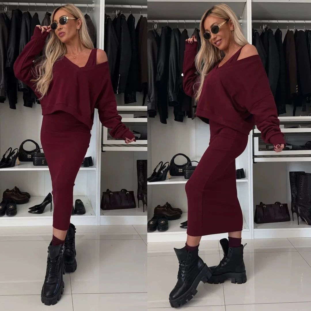 Senna | Set met Cold-Shoulder top &amp; Midi-Rok