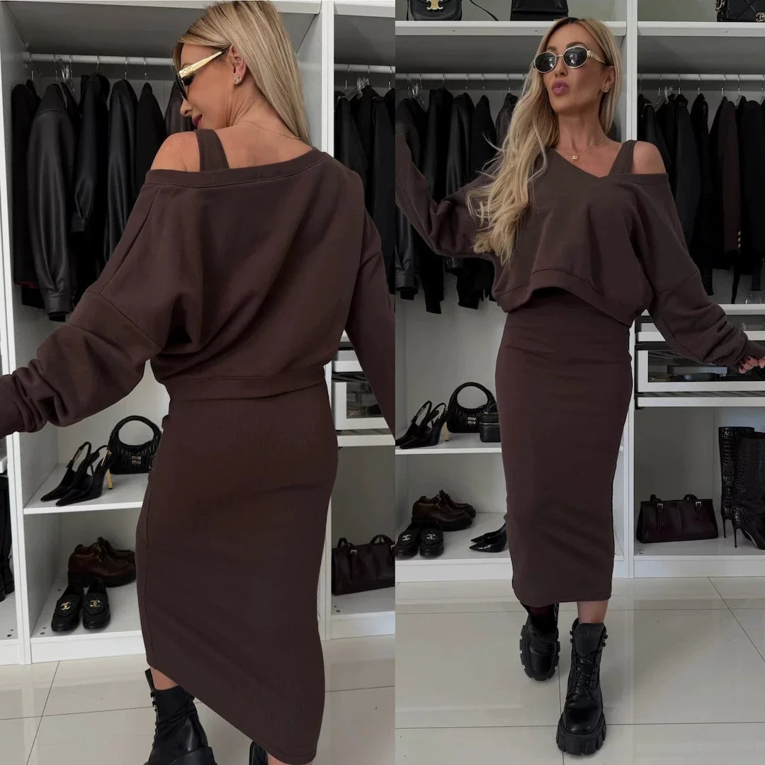 Senna | Set met Cold-Shoulder top &amp; Midi-Rok