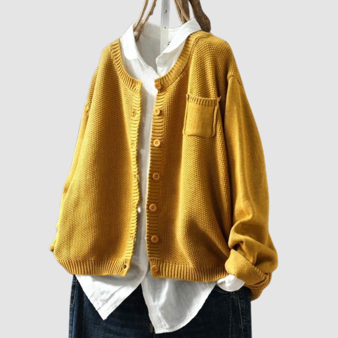 Martine | Zachte Gebreide Cardigan met Borstzak