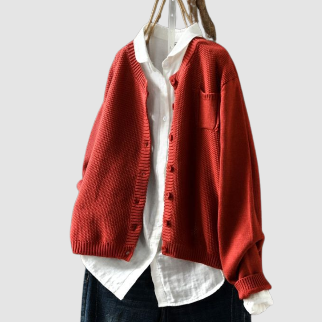 Martine | Zachte Gebreide Cardigan met Borstzak