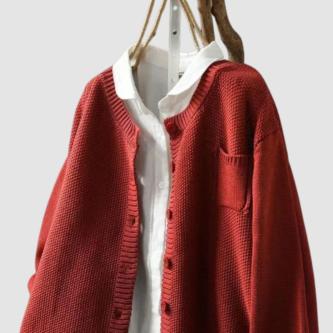 Martine | Zachte Gebreide Cardigan met Borstzak