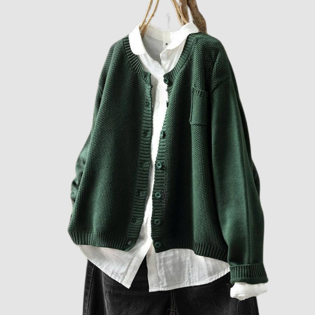 Martine | Zachte Gebreide Cardigan met Borstzak