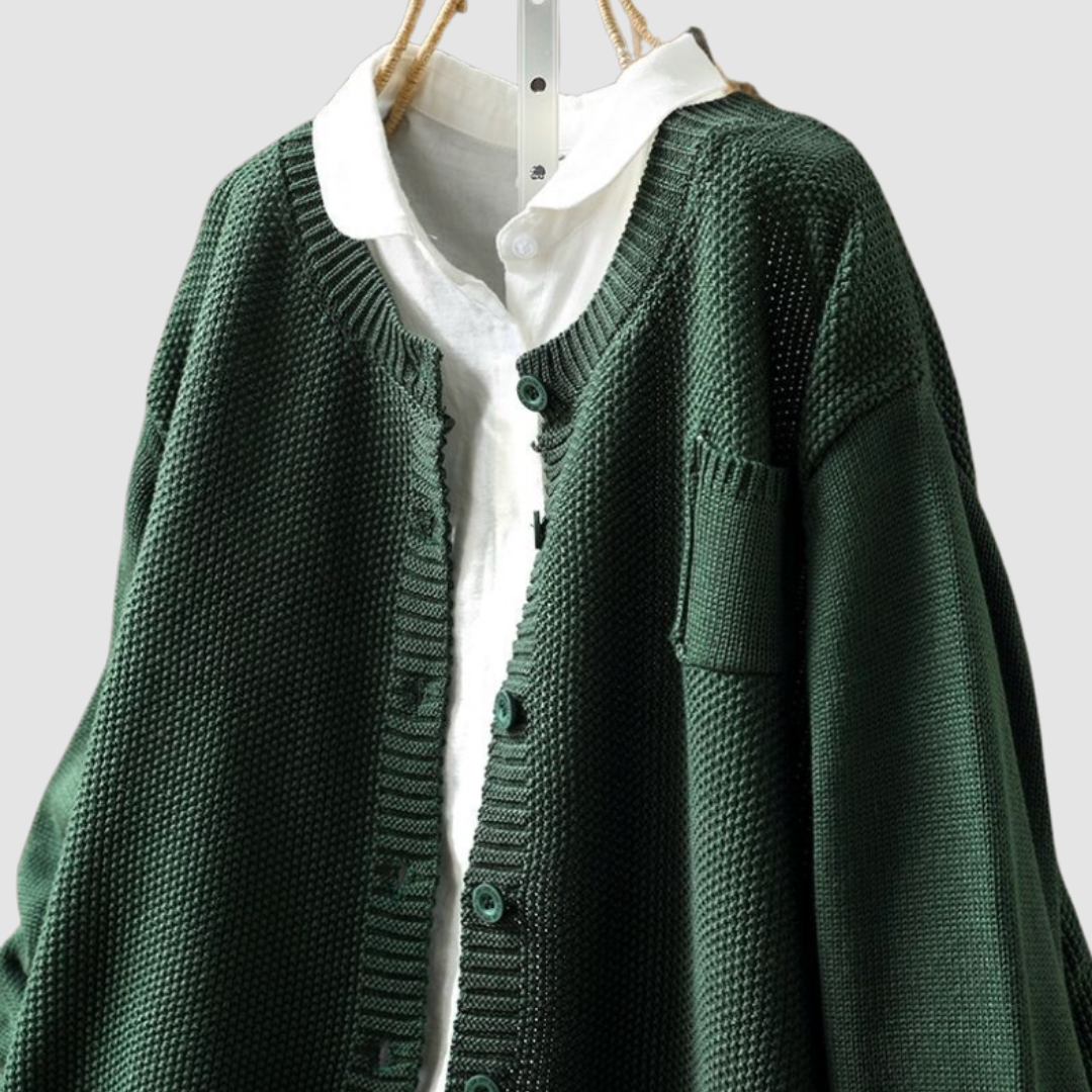 Martine | Zachte Gebreide Cardigan met Borstzak