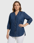 Adel | Blouse met V-hals en rafels