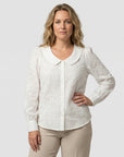 Claudine | Elegante Blouse met Geborduurde Kraag