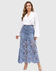 Cyrieke | Denim Rok met Kanten Zoom