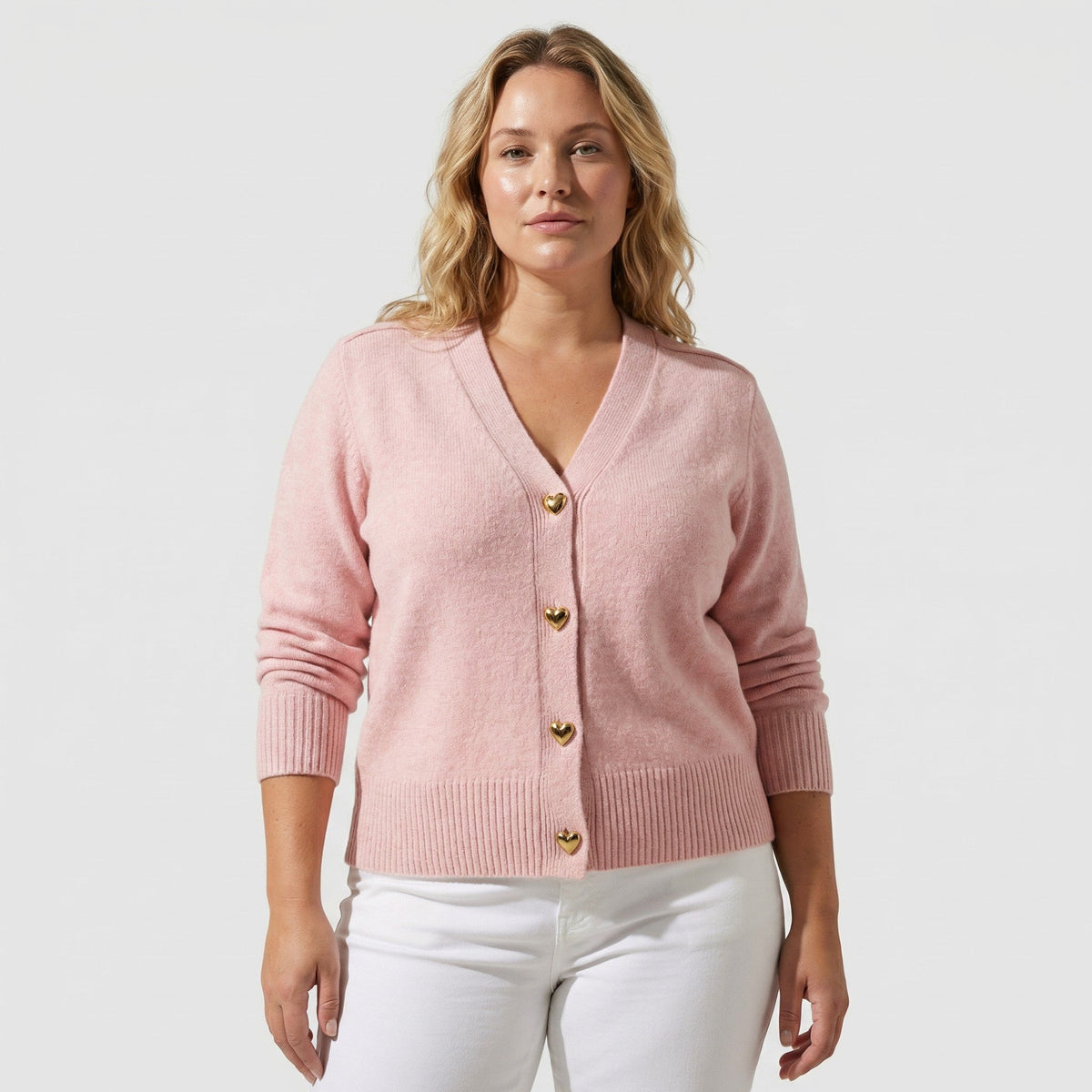 Olivia | Zacht damesvest met goude knopen