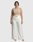 Savannah | Hoog Getailleerde Flared Broek met Riemaccent