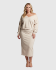 Senna | Set met Cold-Shoulder top & Midi-Rok