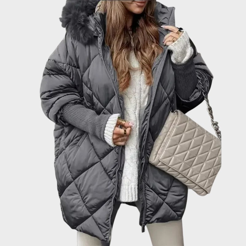 Denisa™ ｜Dames midi parka met gebreide mouwen
