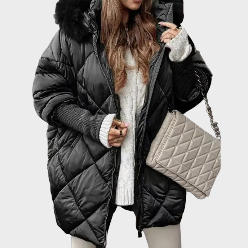 Denisa™ ｜Dames midi parka met gebreide mouwen