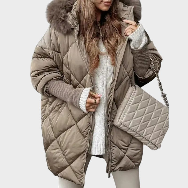 Denisa™ ｜Dames midi parka met gebreide mouwen