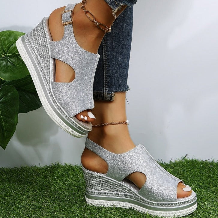 Margit – ontspannen metallic hak sandaal
