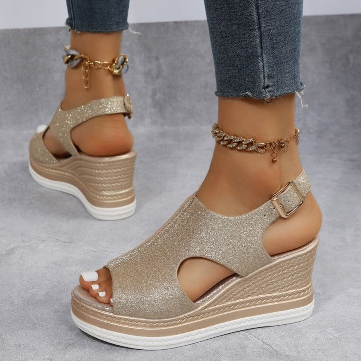 Margit – ontspannen metallic hak sandaal