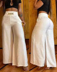 Savannah | Hoog Getailleerde Flared Broek met Riemaccent
