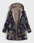 Dames vintage jas met capuchon en voering